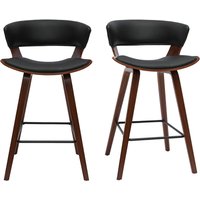 Design-Barhocker schwarz mit dunklem Holz h 65 cm (2er-Set) syrah von MILIBOO