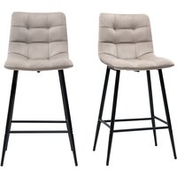 Design-Barhocker taupefarbener Samt H65 cm (2er-Set) maxwell von MILIBOO