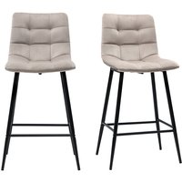 Design-Barhocker taupefarbener Samt H65 cm (2er-Set) maxwell von MILIBOO