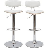 Miliboo - Design-Barhocker weiß mit hellem Holz (2er-Set) vasco von MILIBOO