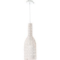 Miliboo - Design-Pendelleuchte in weißer Rattan-Optik Durchmesser 19 cm philae - Weiß von MILIBOO