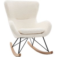 Design-Schaukelstuhl Lammfell-Optik weiß eskua - Beige von MILIBOO