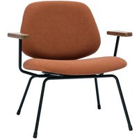 Design-Sessel aus Stoff mit Bouclé-Wolleffekt in Terracotta, schwarzem Metall und dunklem Holz barnet von MILIBOO