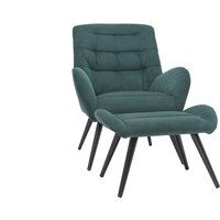 Miliboo - Design-Sessel und Fußstütze aus grünem Stoff zoe Miliboo - Design-Sessel und Fußstütze aus grünem Stoff zoe von MILIBOO