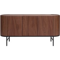 Design-Sideboard dunkles Walnussfurnier und schwarzes Metall 3 Türen B160 cm skye - Nussbaum von MILIBOO