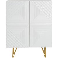 Design-Sideboard graviert matt weiß und vergoldetem Metall 4 Türen B86 cm ozen von MILIBOO