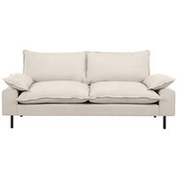 Miliboo - Design-Sofa mit beigem Stoff im Samtdesign und schwarzem Metall 3-Sitzer dory von MILIBOO