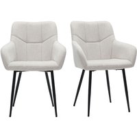 Design-Stühle Stoff mit strukturiertem Samteffekt in Beige und schwarze Metallfüße (2er-Set) montero - Beige von MILIBOO