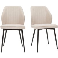 Miliboo - Design-Stühle Stoff mit strukturiertem Samteffekt in Beige und schwarze Metallfüße (2er-Set) fanette von MILIBOO
