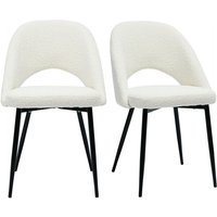 Miliboo - Design-Stühle aus Stoff mit Bouclé-Wolleffekt in Weiß und schwarzem Metall (2er-Set) cosette von MILIBOO