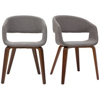 Design-Stühle aus hellgrauem Stoff mit dunklen Holzbeinen (2er-Set) SLAM - Hellgrau von MILIBOO