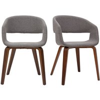 Design-Stühle aus hellgrauem Stoff mit dunklen Holzbeinen (2er-Set) SLAM von MILIBOO