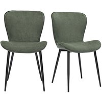 Design Stühle aus khakifarbenem Cordstoff und schwarzem Metall (2er-Set) addict von MILIBOO