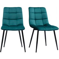 Design-Stühle aus petrolfarbenem Samtstoff und schwarzem Metall (2er-Set) MAXWELL - Blaues Öl von MILIBOO