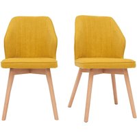 Miliboo - Design-Stühle aus senfgelbem Stoff mit Samteffekt mit Beinen aus Holz (2er-Set) fanette - Gelb von MILIBOO