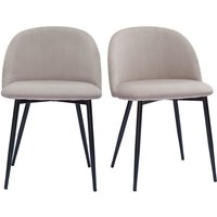 Design-Stühle aus taupefarbenem Samtstoff und schwarzem Metall (2er-Set) celeste von MILIBOO