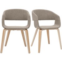 Design-Stühle aus taupefarbenem Stoff mit hellen Holzbeinen (2er-Set) slam von MILIBOO
