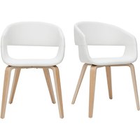 Design-Stühle aus weißem Polyurethan mit hellen Holzbeinen (2er-Set) SLAM von MILIBOO