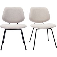 Miliboo - Design-Stühle beiger Stoff mit Samteffekt und schwarzer Metallfuß (2er-Set) barnet von MILIBOO