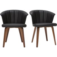 Design-Stühle in Schwarz und dunklem Walnussfurnier (2er-Set) albin von MILIBOO