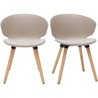 Design-Stühle in Taupe und helles Holz (2er-Set) wing von MILIBOO