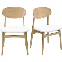 Miliboo - Design-Stühle in Weiß und hellem Holz aus massiver Eiche (2er-Set) vicky von MILIBOO