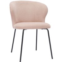 Miliboo - Design-Stuhl Stoff mit Samteffekt in Zartrosa und schwarzem Metall yda - Rosa von MILIBOO