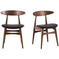 Design-Stuhl aus Nussbaum und schwarzem pu 2er-Set walford - Nussbaum von MILIBOO
