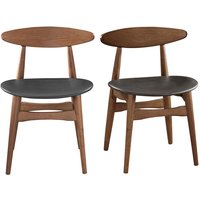 Design-Stuhl aus Nussbaum und schwarzem pu 2er-Set walford von MILIBOO