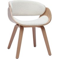 Design-Stuhl aus weißem Stoff mit Bouclé-Wolleffekt und hellem Holz bent - Holz hell / Weiß von MILIBOO