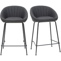 Miliboo - Designer-Barhocker dunkelgrauer Stoff 65cm (2er Set) sheru von MILIBOO
