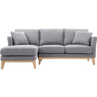 Ecksofa links OSLO im skandinavischen Stil aus hellgrauem, abziehbarem Stoff von MILIBOO