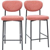 Feste Barhocker aus terrakottafarbenem Textur-Veloursstoff H65 cm (2er-Set) BREKA von MILIBOO