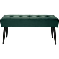 Miliboo - Gepolsterte Design-Bank aus dunkelgrünem Samtstoff und schwarzem Metall L95 cm guesta von MILIBOO