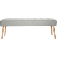 Miliboo - Gepolsterte skandinavische Bank aus hellgrauem Stoff mit Samteffekt und hellem Holz B130 cm guesta von MILIBOO