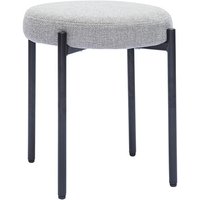 Hocker stapelbar im hellgrauen, texturierten Samtdesign mit schwarzem Metallfuß H41 cm kiko von MILIBOO