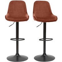 Höhenverstellbare Design-Barhocker roter Samt (2er-Set) holo von MILIBOO