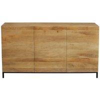 Industrial-Sideboard ypster 3 Türen aus aus massivem Mangoholz und Metall - Holz hell / Schwarz von MILIBOO