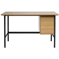Industrieller Schreibtisch aus Eichenholz und schwarzem Metall mit 2 Schubladen L120 cm maxence von MILIBOO