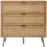 Kommode aus hellem Holz, Rattangeflecht und schwarzem Metall 3 Schubladen L100 cm manille von MILIBOO