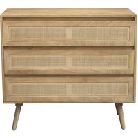 Kommode aus massivem Mangoholz und Rattan-Rohrgeflecht 3 Schubladen B90 cm acange von MILIBOO