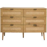 Kommode mit heller Holzoberfläche, Rattan und schwarzem Metall, 3 Schubladen L120 cm manille von MILIBOO