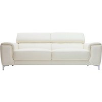 Ledersofa Design drei Plätze mit Kopfstück zur Entspannung Weiß nevada - Büffelleder - Weiß von MILIBOO