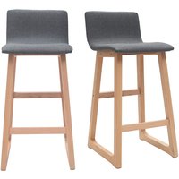 Miliboo - 2er-Set Barhocker helles Holz und grauer Stoff osaka Miliboo - 2er-Set Barhocker helles Holz und grauer Stoff osaka von MILIBOO