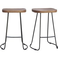 Miliboo - Barhocker aus massivem Metall und Mangoholz 65 cm (2er-Satz) runko von MILIBOO