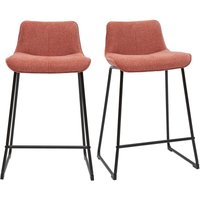 Miliboo - Barhocker in Terracotta mit Samteffekt-Stoff und Metall H65 cm (2er-Set) boost von MILIBOO