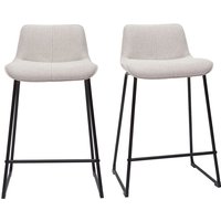 Barhocker in beigem Stoff mit Samteffekt und Metall H65 cm (2er-Set) BOOST von MILIBOO