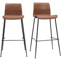 Miliboo - Barhocker in braunem Antik-Look und schwarzes Metall H75 cm (2er-Set) harold von MILIBOO