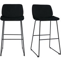 Miliboo - Barhocker schwarzer Samt und Beine aus schwarzem Metall 65cm (2er-Set) kaoly von MILIBOO