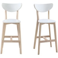 Barhocker skandinavisch Weiß und Holz 75 cm 2er-Set leena von MILIBOO